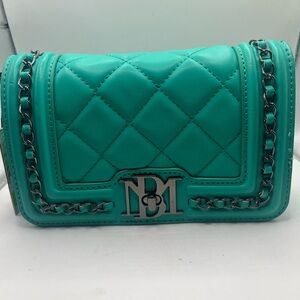NWT Badgley Mischka Quilted Green Teal Chain Crossbody Bag $99